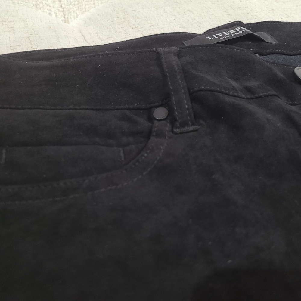 NEW Liverpool Los Angeles Abby High Rise Ankle Skinny Black Suede Pants Sz 12/31 - Picture 3 of 8